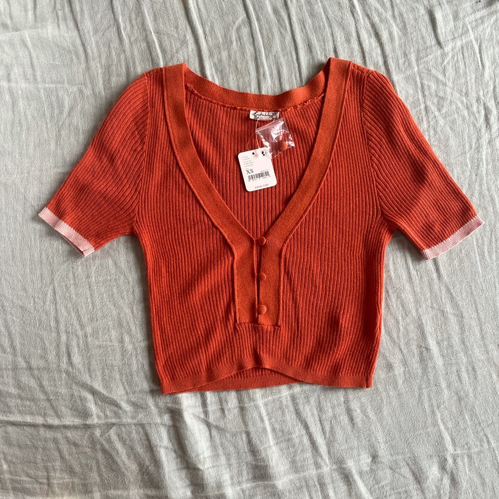 Free People Orange Sweater Top Size XS